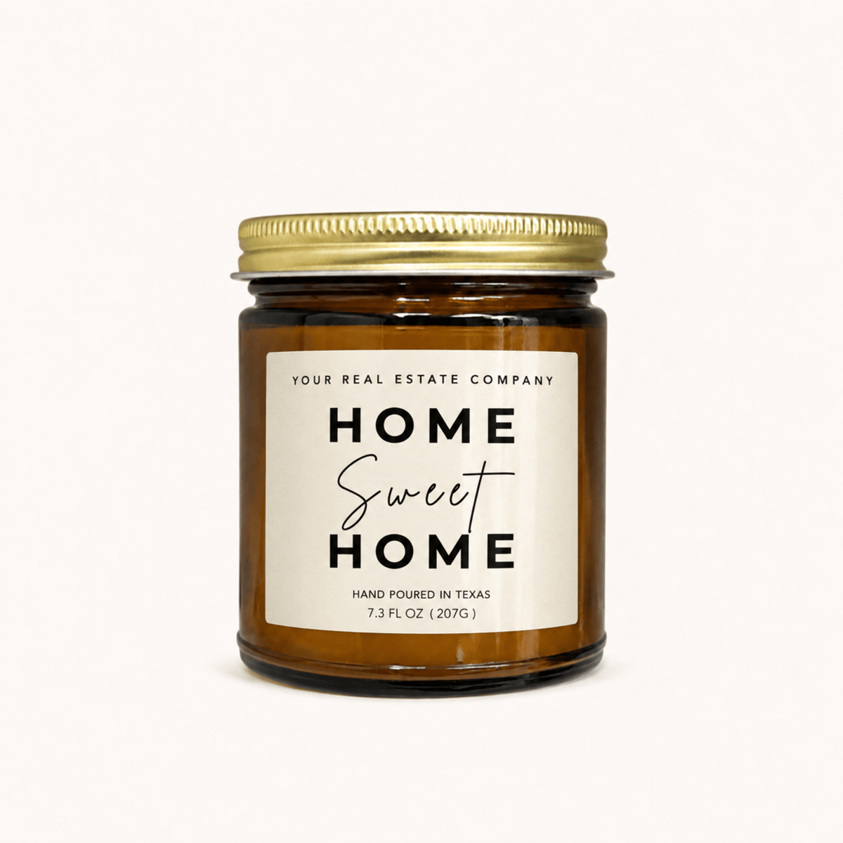 Private Label by Velavida Candles Home Sweet Home Custom Closing Candle Amber Jar (12 Candles)