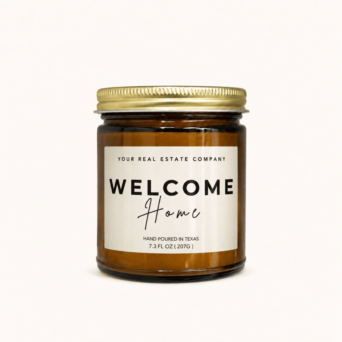 Private Label by Velavida Candles Welcome Home Custom Closing Candle Amber Jar (12 Candles)