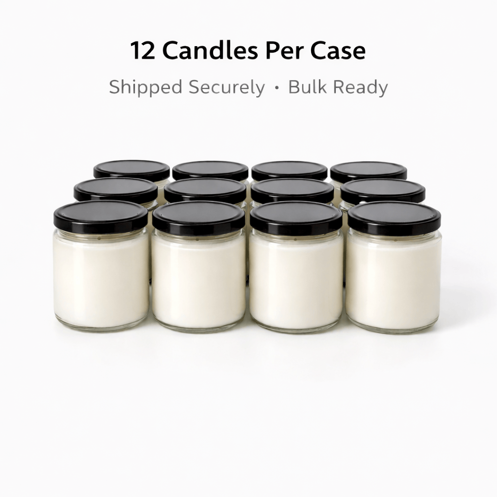 Starting at $7.50 per candle Candles 9 oz Bulk Candles- 12 Pack Clear Jar with Black Lid