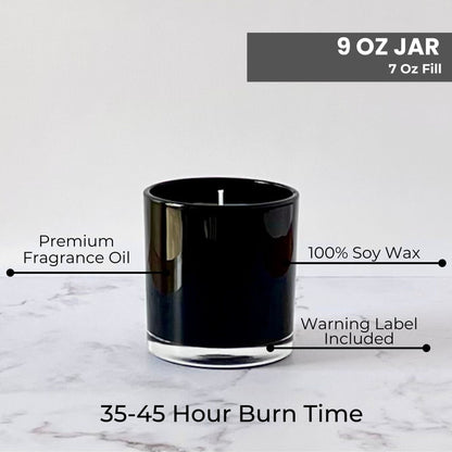Private Label by Velavida Candles Unlabeled Bulk Wholesale Candles 9 Oz Black Glossy (24 Candles)
