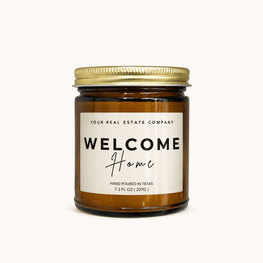 Private Label by Velavida Candles Welcome Home Custom Closing Candle Amber Jar (12 Candles)