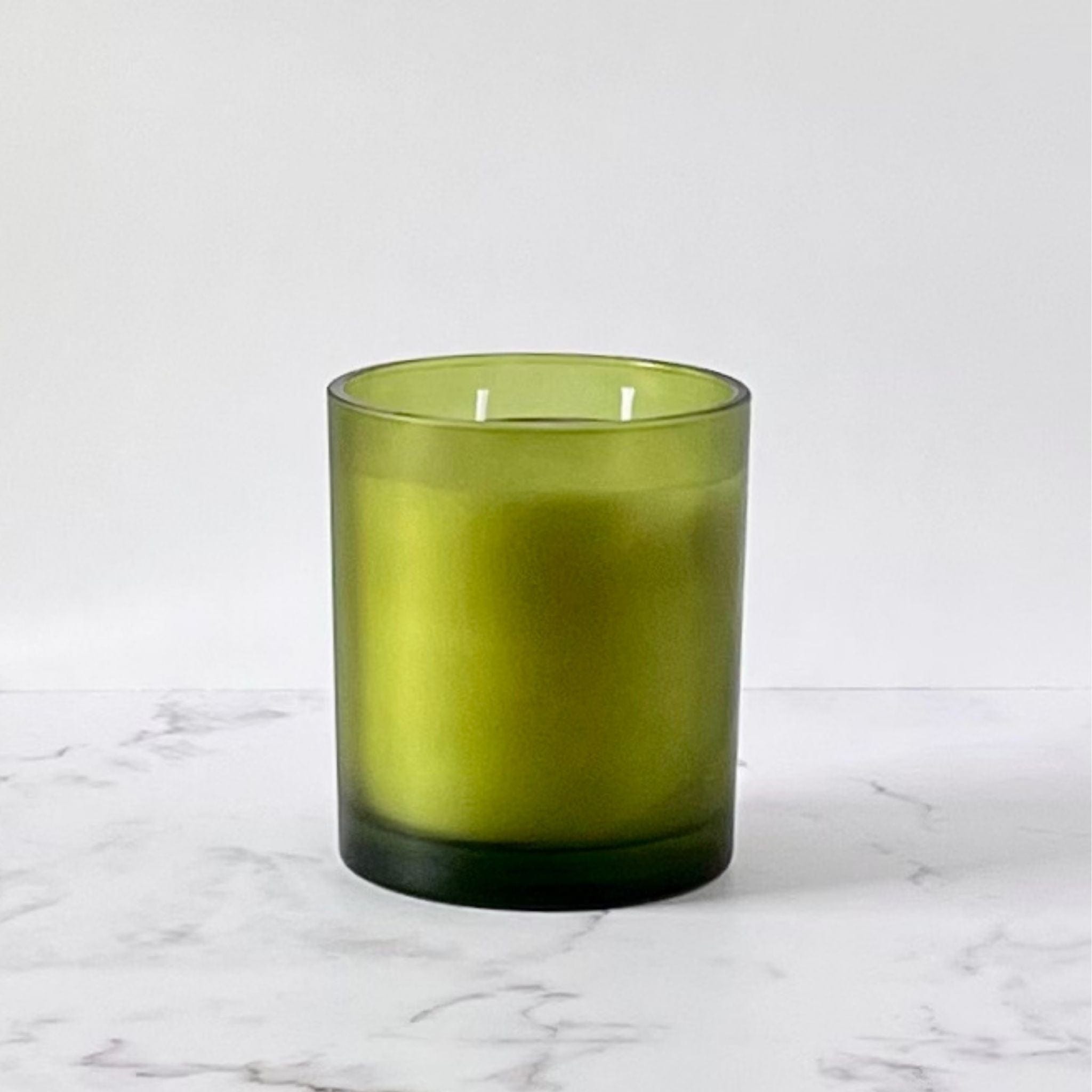 Private Label Candles by Velavida Candles 14 Oz Green Frosted Wholesale candles in bulk