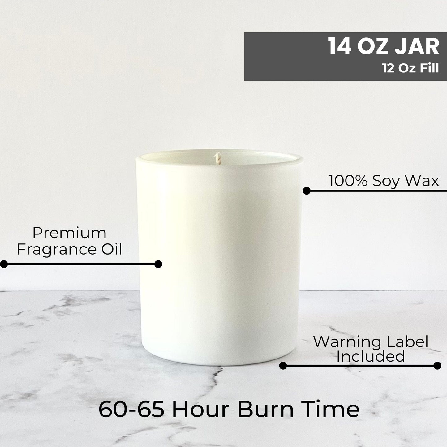 Private Label Candles by Velavida Candles 14 Oz White Matte Private Label Candles (12 Candles)