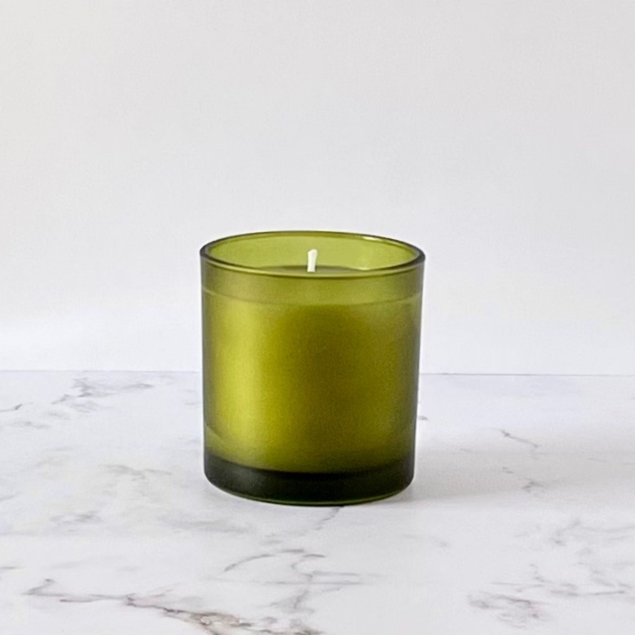 Private Label Candles by Velavida Candles 9 Oz Green Frosted Wholesale candles in bulk