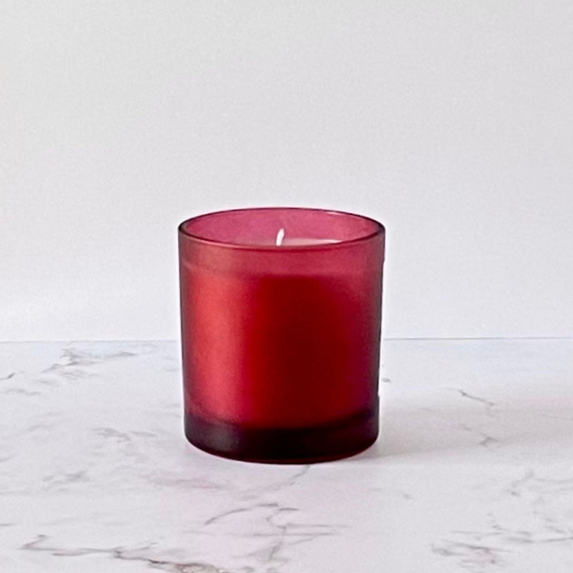 Private Label Candles by Velavida Candles 9 Oz Red Frosted Wholesale candles in bulk