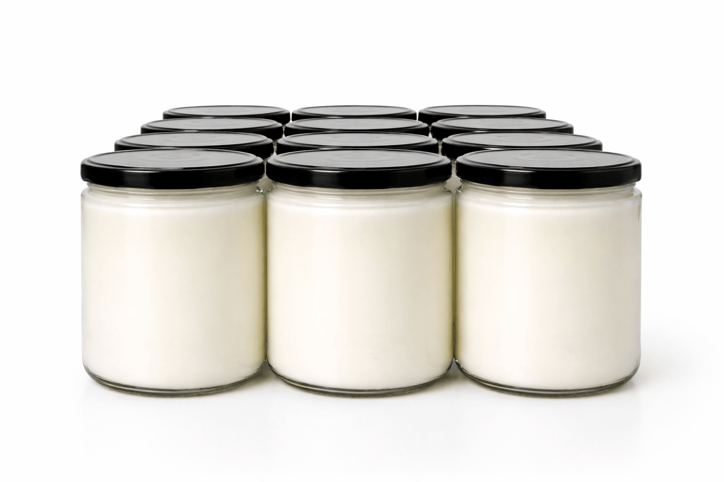 Starting at $10.75 per candle Candles 16 oz Bulk Candles- 12 Pack Clear Jar with Black Lid