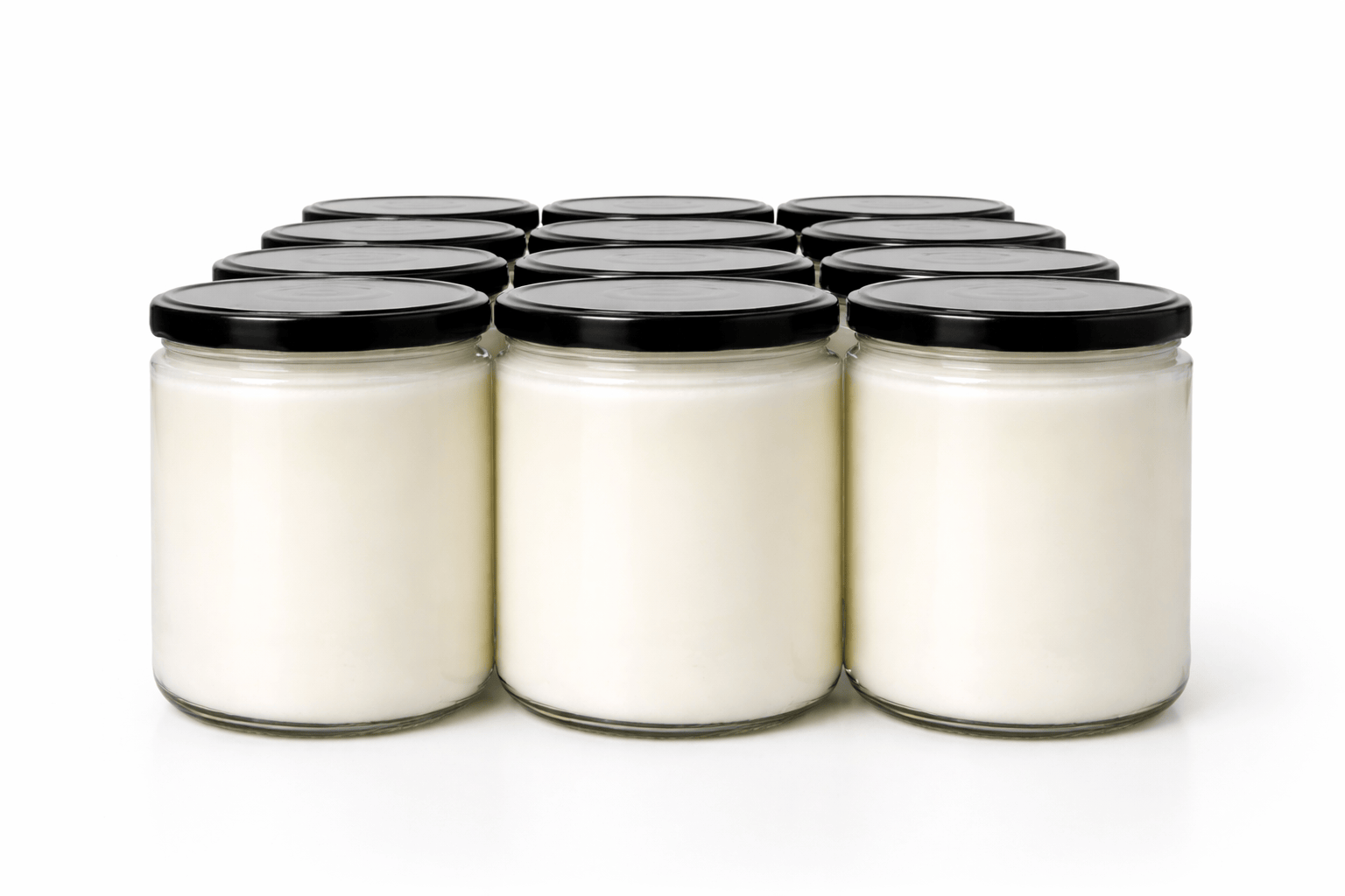 Starting at $10.75 per candle Candles 16 oz Bulk Candles- 12 Pack Clear Jar with Black Lid