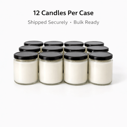 Starting at $7.50 per candle Candles 9 oz Bulk Candles- 12 Pack Clear Jar with Black Lid